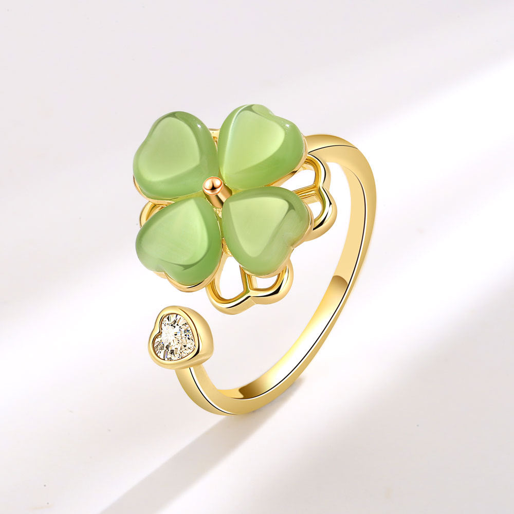 Green Clover Gold Ring